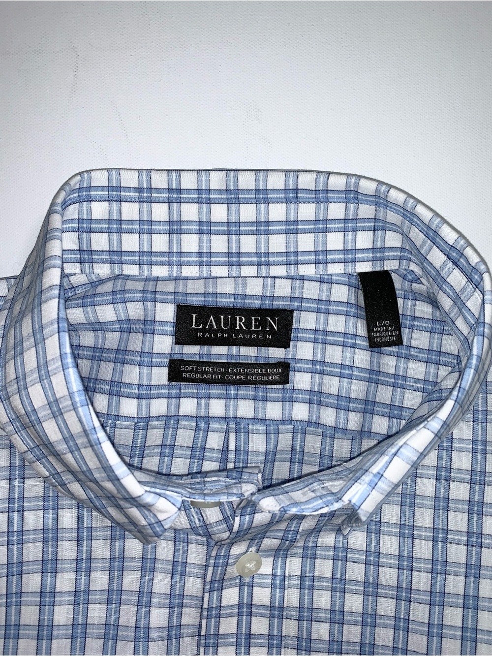 Lauren Ralph Lauren Plaid Button Down in Blue & White Size L NWT - Picture 9 of 10